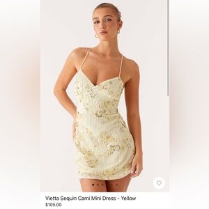 Vietta Peppermayo Cream and Gold Sequin Mini Dress
